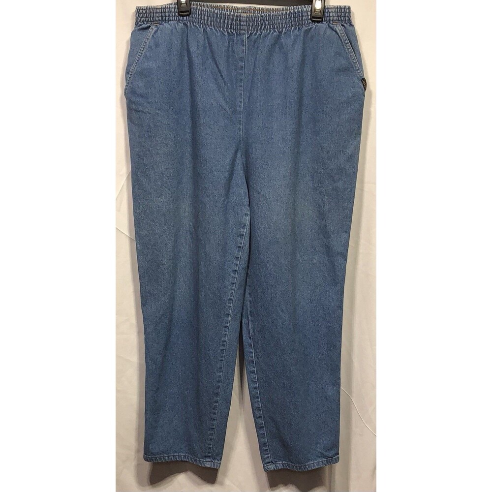 Chic Blue Jeans 18WP 36" Elastic waist 28"In Pockets High Rise Mom Cottage